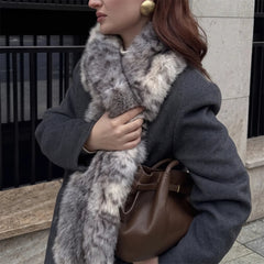 AIERTU  -  Women Faux Fur Scarf Fluffy Warm Animal Print Neck Collar Winter Luxury Plush Scarves for Coat Streetwear Outfit Festival Gifts Aiertu