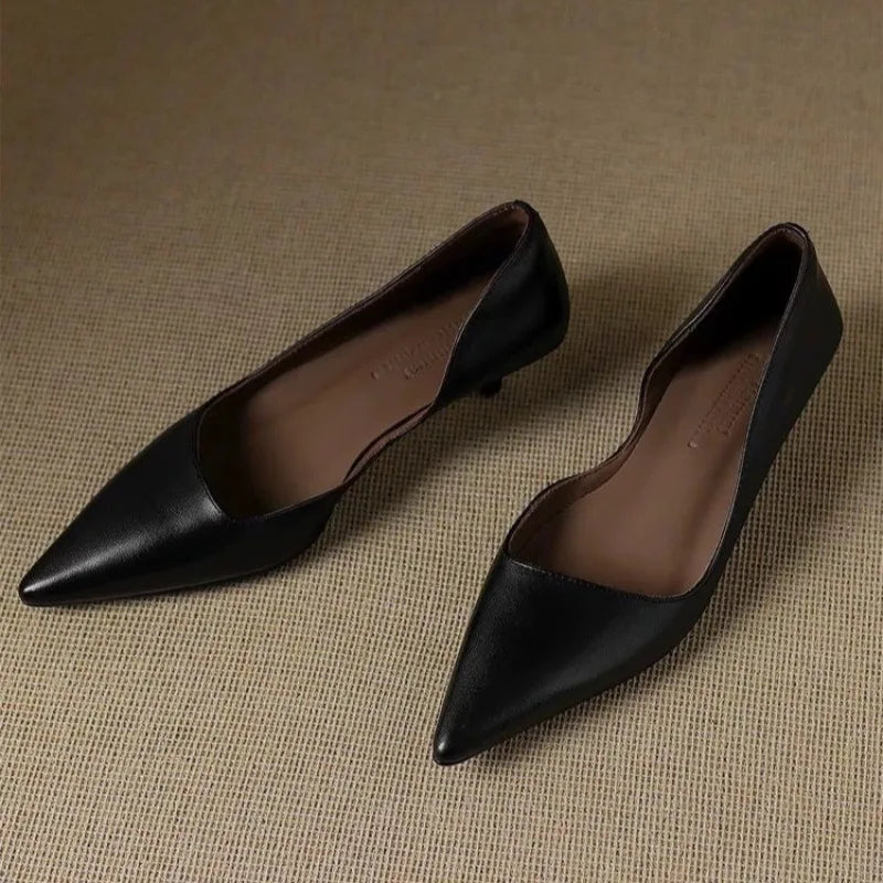 AIERTU  -  Fashion Pointed Toe Shallow Single Shoes Women New High Heels Versatile Kitten Heel Work Shoes Aiertu