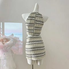 Aiertu French Luxury Small Fragrance Tweed Two Piece Set Women Sweet Crop Top + Skirt Suits Korean Hotsweet Sexy Summer 2 Piece Sets Aiertu