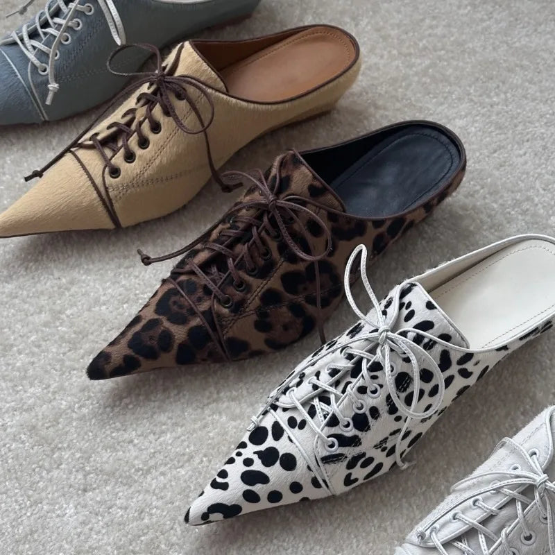 AIERTU  -  Fashion Women Shoes Retro Leopard Print Mueller Slippers for Woman Comfort Pointed Tip Casual Shoes Designer Shoes Zapatos Mujer Aiertu