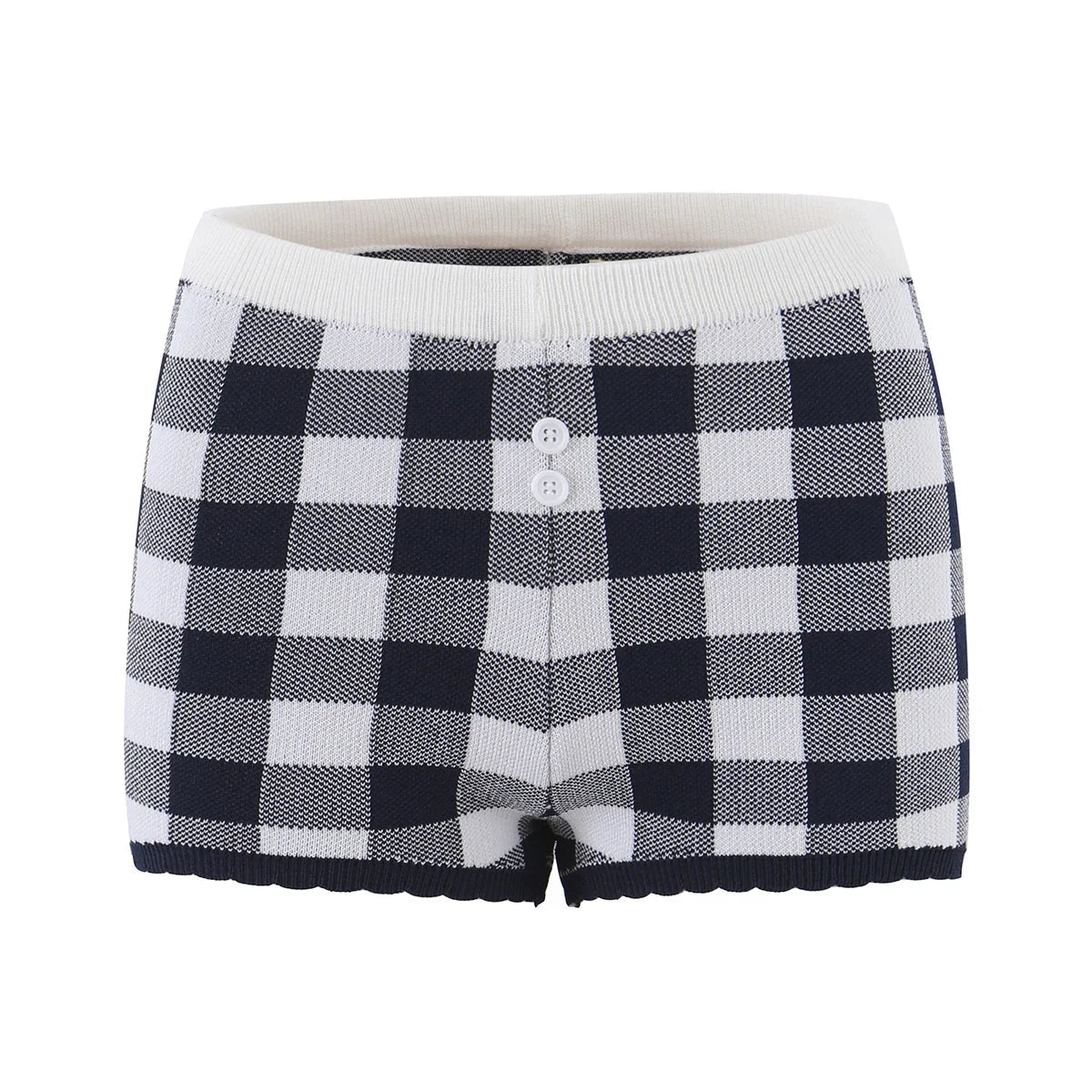 AIERTU  -  Gingham Shorts Two Piece Sets Women Casual Trim Long Sleeve Crop Cardigan High Waist Suits Lady Home Lounge Matching Outfit Aiertu