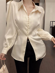 Aiertu Office Ladies Blazer Jacket Women Turn Down Collar Single Breasted Korean Casual White Vintage Outerwear Stylish Tops Aiertu