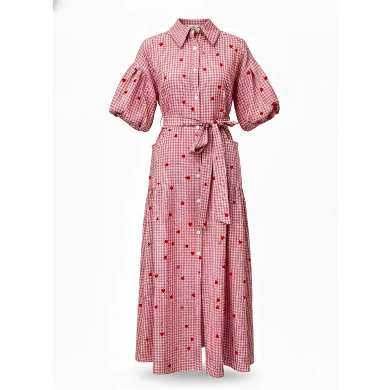 AIERTU  -   Women's New Christmas Elements Green Red Plaid Long Casual Fashion Shirt Dress Long Dress Aiertu