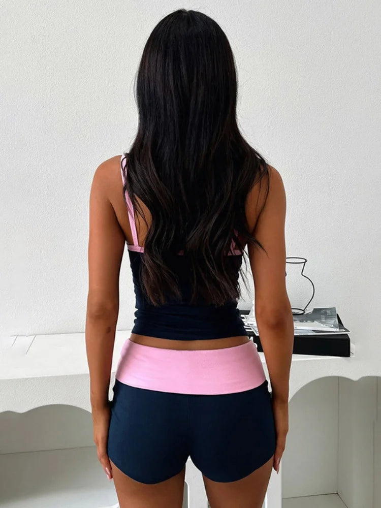 Aiertu Sexy Two Piece Set Women Outfits Mini Halter Top Low Waist Shorts Conjunto Femenino Summer Clothing Ensemble Femme 2 Pièces Aiertu