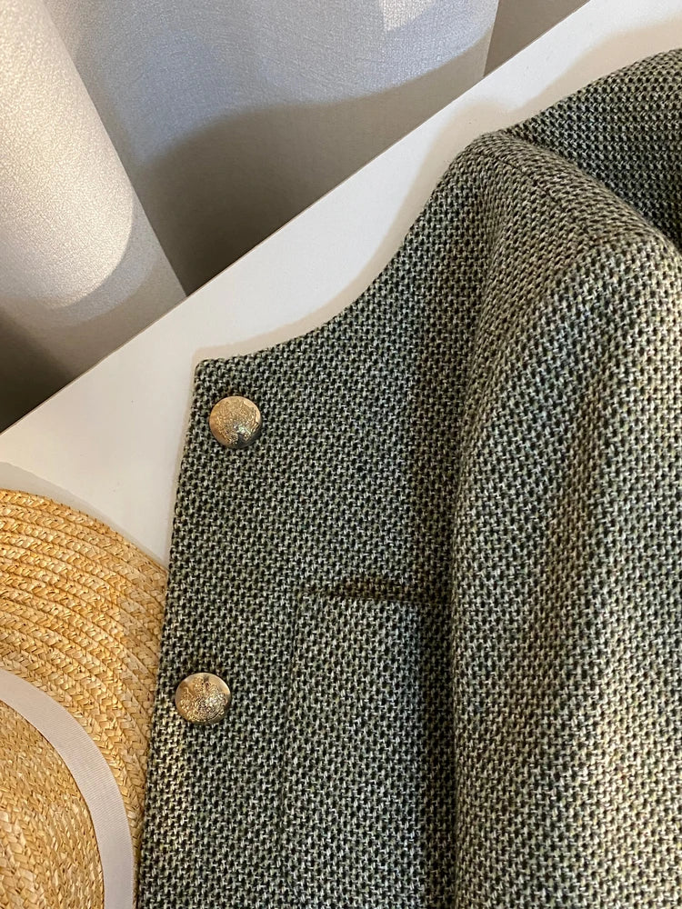 Aiertu  Spring Autumn Women's Suit New Single Breasted Small Fragrance Green Suit Jacket Lady Blazer All-match Casual Coat Tops Aiertu