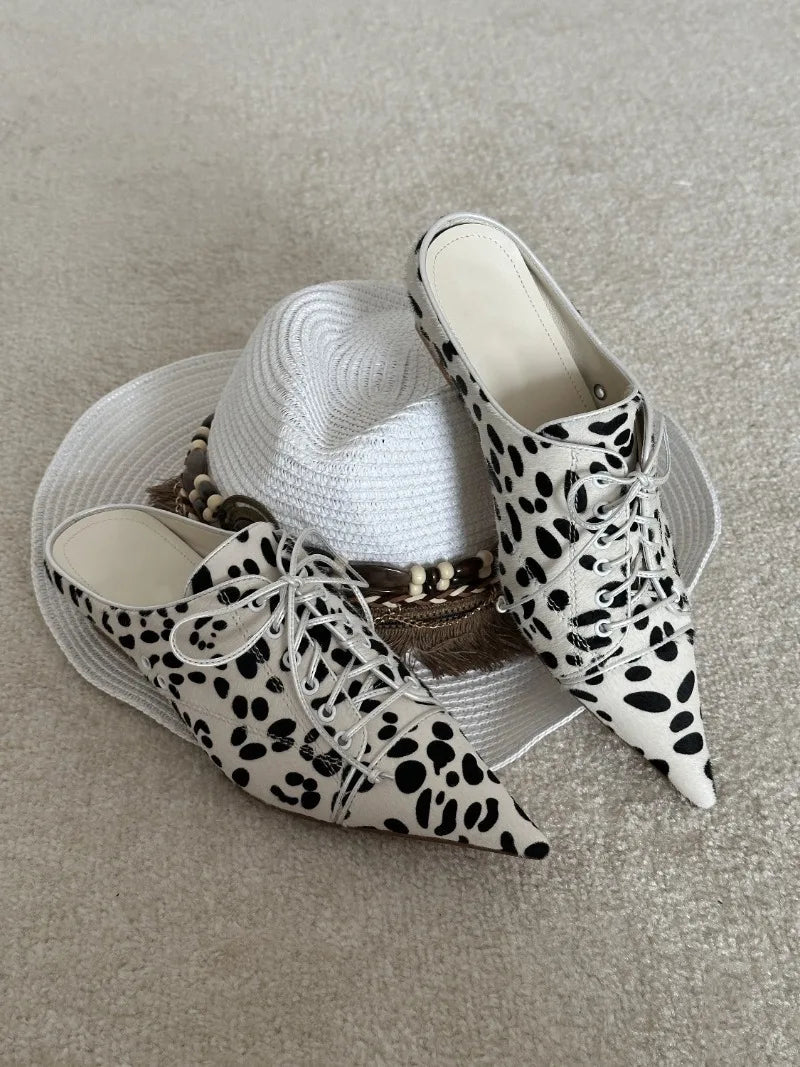 AIERTU  -  Fashion Women Shoes Retro Leopard Print Mueller Slippers for Woman Comfort Pointed Tip Casual Shoes Designer Shoes Zapatos Mujer Aiertu