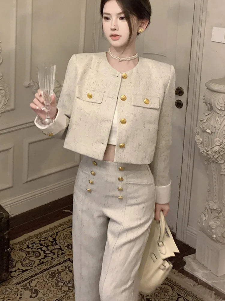 Aiertu High End Small Fragrance Two Piece Set Women Jacket Coat + Pant Sets Fashion Casual 2 Piece Sets Women Outfit Conjunto Femininos Aiertu