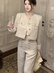 Aiertu High End Small Fragrance Two Piece Set Women Jacket Coat + Pant Sets Fashion Casual 2 Piece Sets Women Outfit Conjunto Femininos Aiertu
