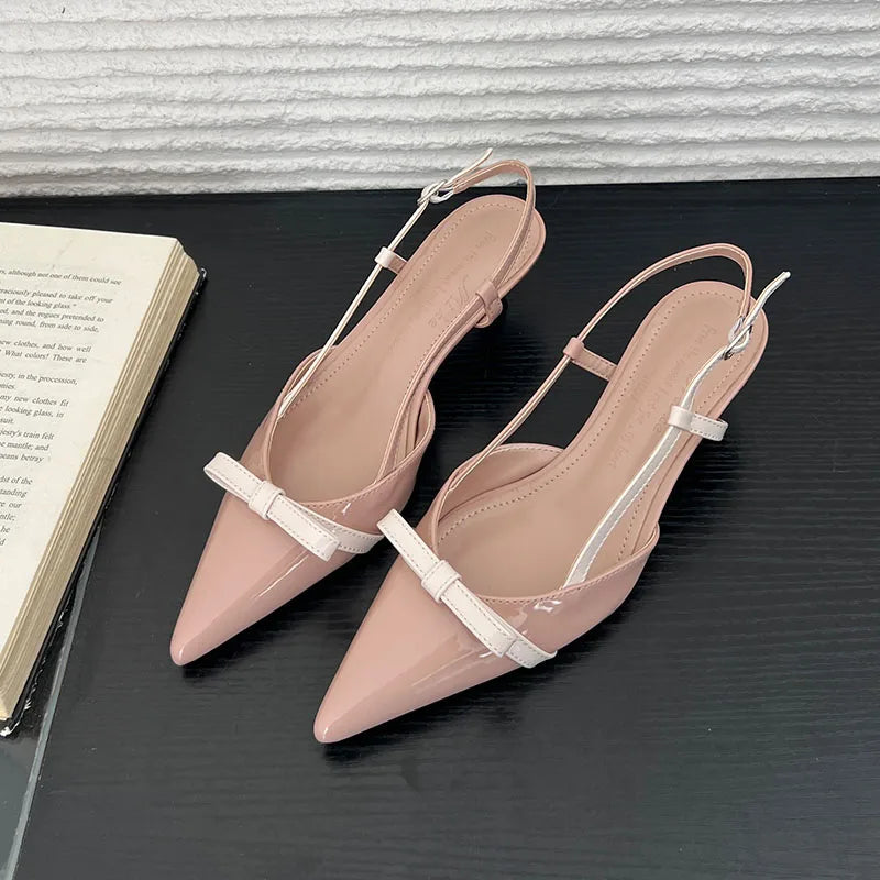 AIERTU  -  Bow Elegant Women's Sandals Summer Fashion Kitten Heels Dress Shoes Ladies Pointed Toe Slingbacks Women Heels and Pumps Aiertu
