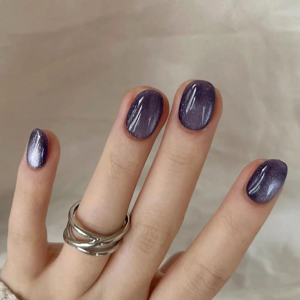 Aiertu 24Pcs Valentine Nails Press on Love Y2k Acrylic Nails Sparkle Butterfly French Cat Eye Almond Full Cover Stick on False Nail Tip Aiertu