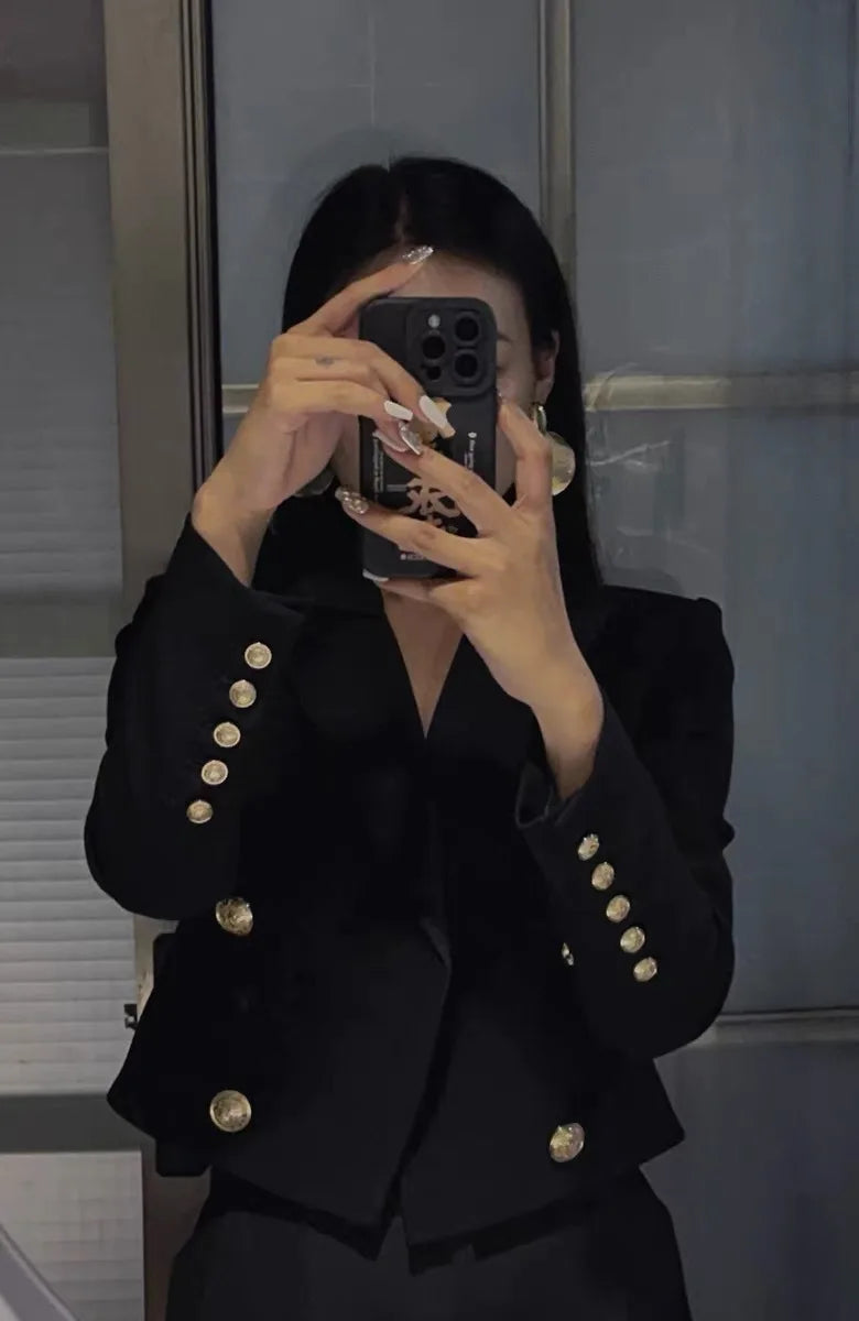 Aiertu Fashion Simple Casual Long Sleeve Female Jackets Suit Collar Blazers Short Tops 2023 Autumn Korean Chic Elegant Women Coats Aiertu