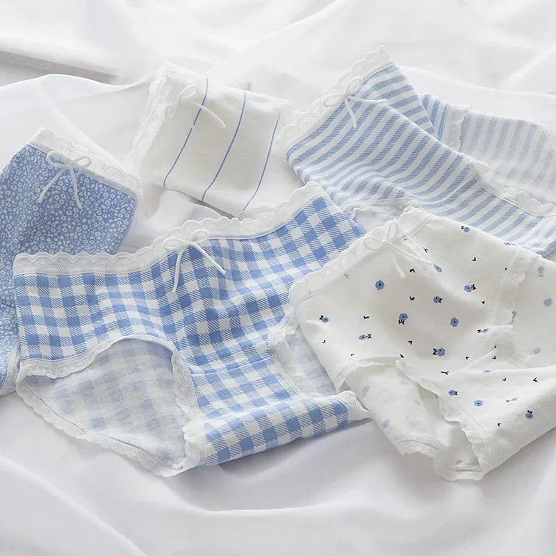 5Pcs/set Cotton Panties for Women Girl Briefs Underwear Plus Size Cute Soft Short Pantys Sexy Lingerie Female Ladies Underpants Aiertu