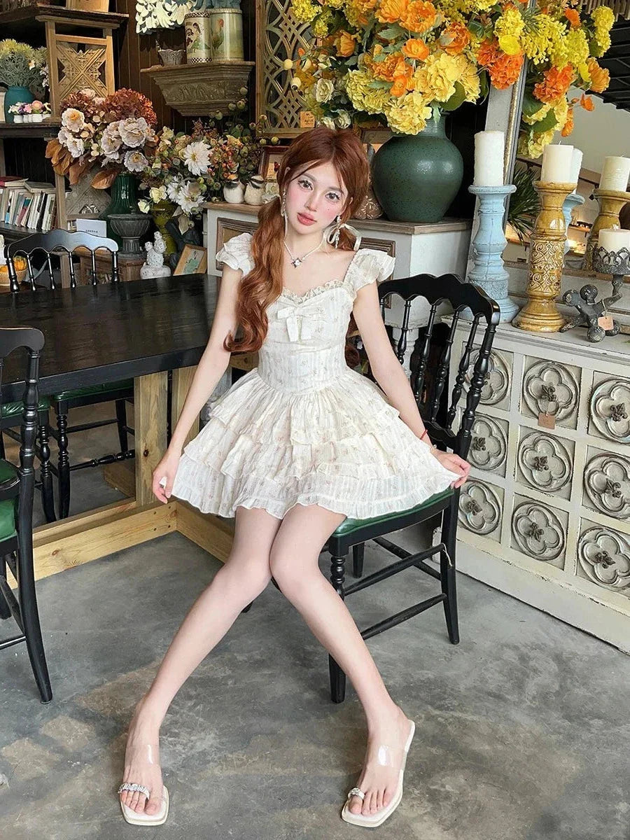 Aiertu - Princess' Pastoral Manor Sitting Room Mini Dress Kawaii Academia Y2K Cottagecore Coquette Fairycore Dollette Princesscore Aiertu