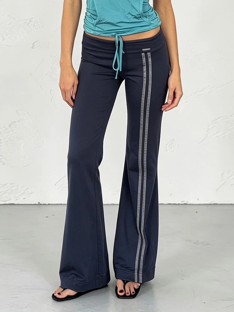 AIERTU  -  Autumn New Trend Stripes Pant Women Chic Metal Decoration Elastic Waist Leisure Comfortable Daily Classic Streetwear Aiertu