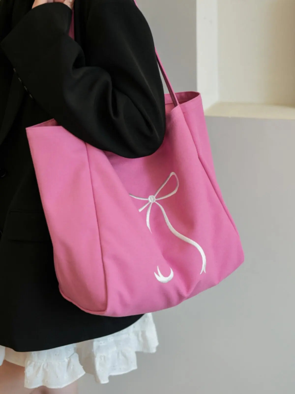 AIERTU  -  Korean Butterfly Bow Large Capacity Canvas Bag for Women New Fashionable Summer Student Class Commuting Tote Bags Aiertu