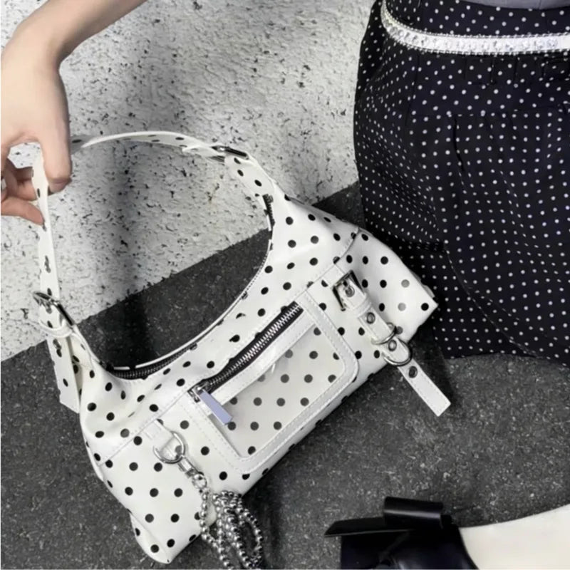 AIERTU  -  New Color-Block Polka Dot Underarm Bag White Transparent Outer Bag Design Women's Large Capacity Single Shoulder Crossbody Bag Aiertu
