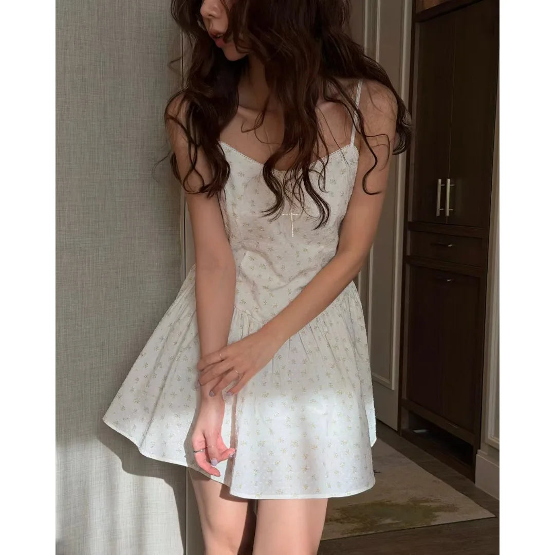 AIERTU  -  Summer Fashionable Korean Style Floral Print Slimming Dress Versatile Streetwear Casual Princess Skirt Sleeveless Dress Aiertu