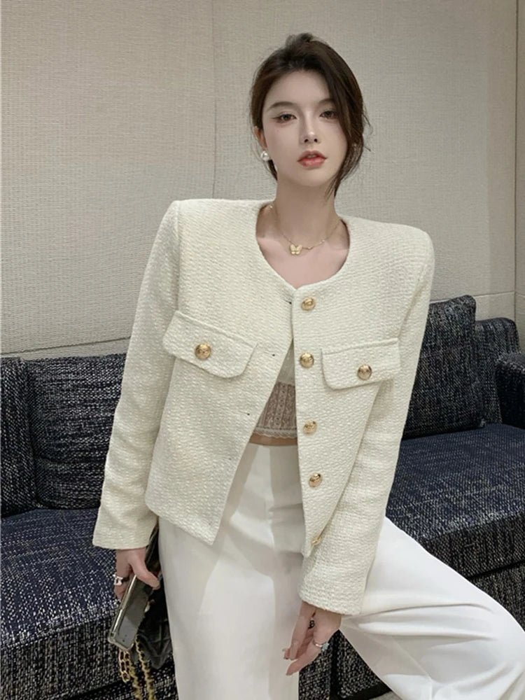 Aiertu High Quality Fashion Small Fragrance Tweed Jacket Coat Women Korean Elegant Coats 2023 New Spring French Vintage Outerwear Top Aiertu