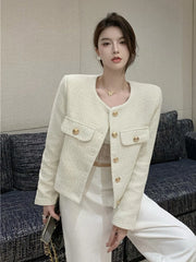 Aiertu High Quality Fashion Small Fragrance Tweed Jacket Coat Women Korean Elegant Coats 2023 New Spring French Vintage Outerwear Top Aiertu