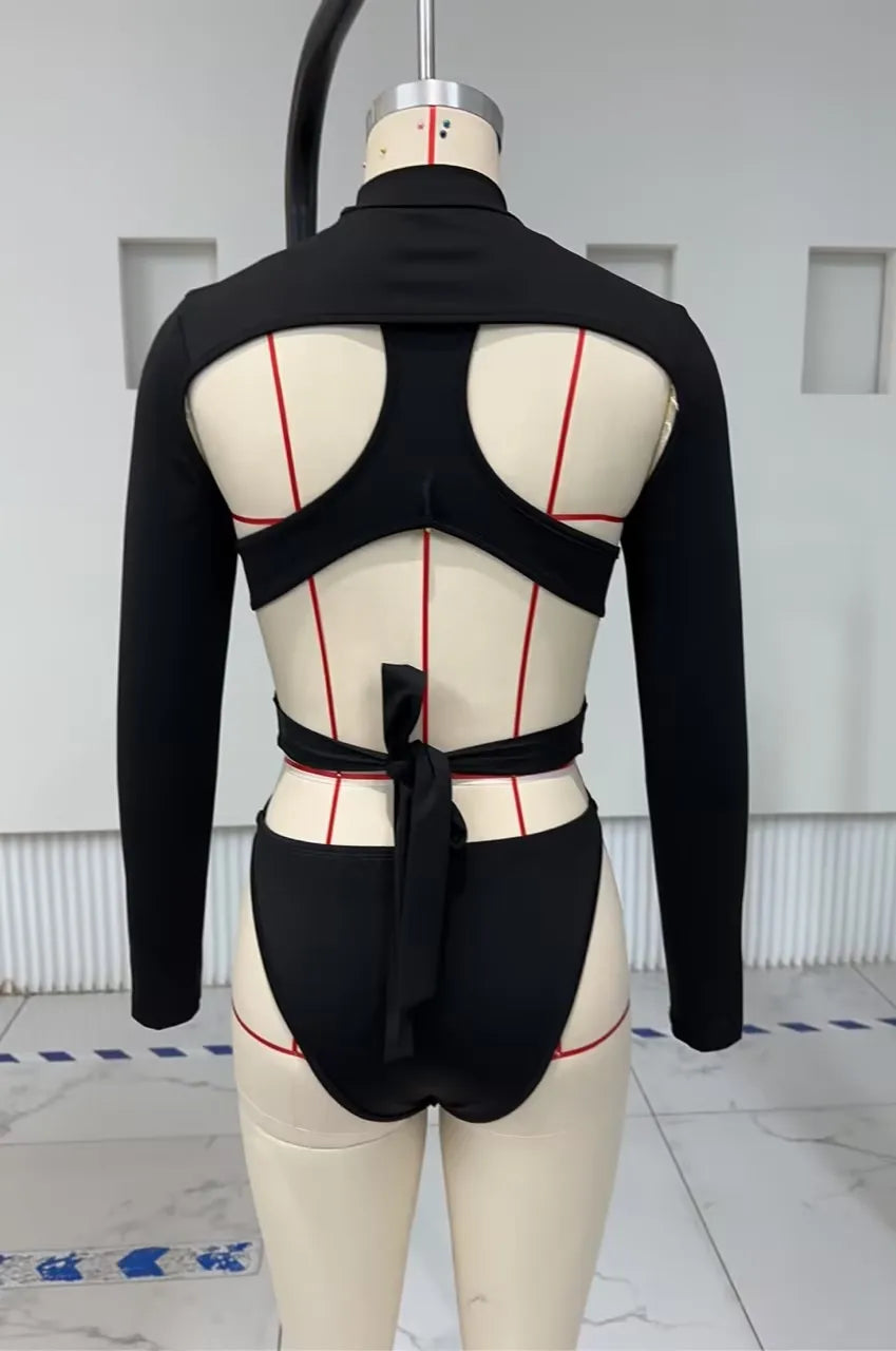 AIERTU  -  Women Slim Jumpsuit Long Sleeve Mock Neck Sheer Mesh Leotard Top Cut Out Bodysuit Rave Party Club Skinny Crop Top Female Outfit Aiertu