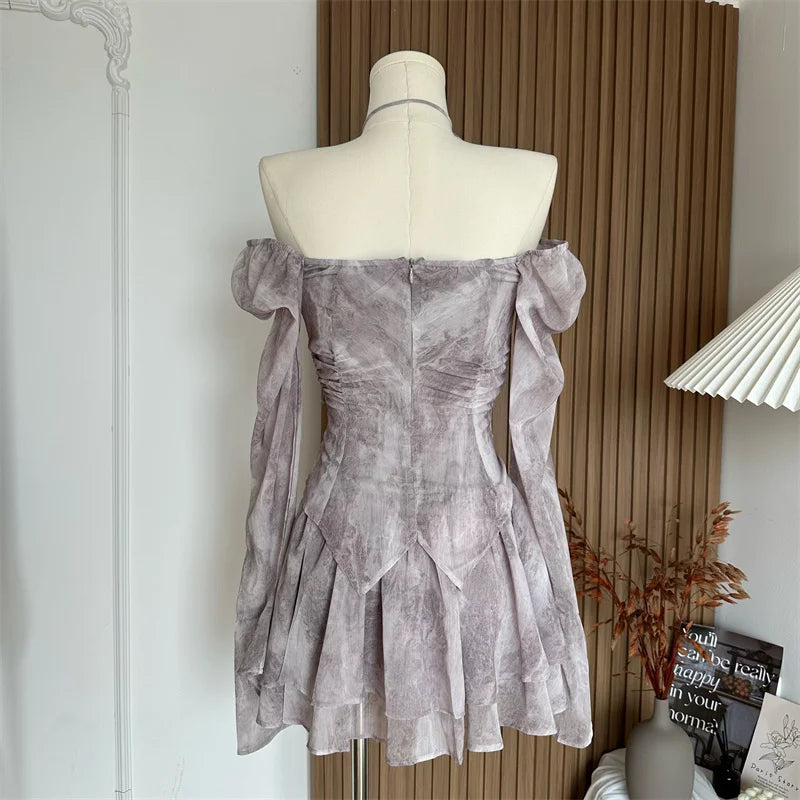 Aiertu Women A-line Luxury Dress Elegant Long Sleeve Mini Evening Dress Harajuku Vintage 90s Y2k One Piece Frocks 2000s Clothes Autumn Aiertu