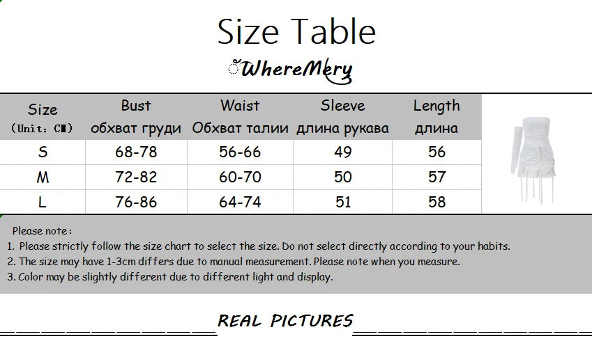 Aiertu Hollow Out Drawstring Strapless Mini Dress Women Off Shoulder Ribbed Knit Dresses With Mid-Length Oversleeve Vestidos Aiertu