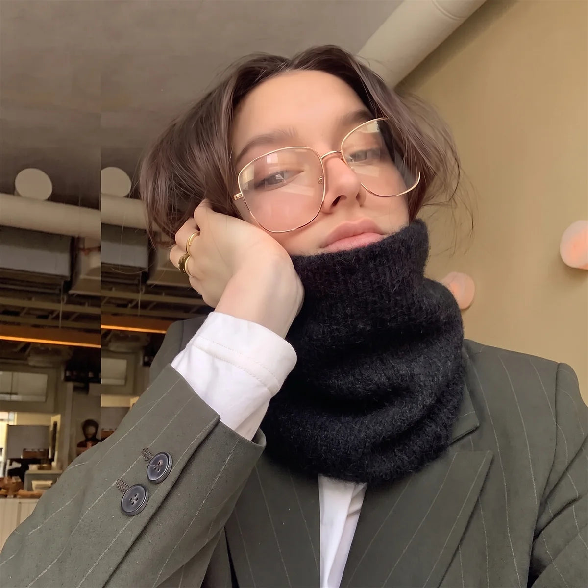 AIERTU  -  Women Fuzzy Knit Neck Gaiter Soft Plush Lined Infinity Scarf Winter Elegant Warm Thick Neck Warmer for Outdoor Daily Wear Aiertu