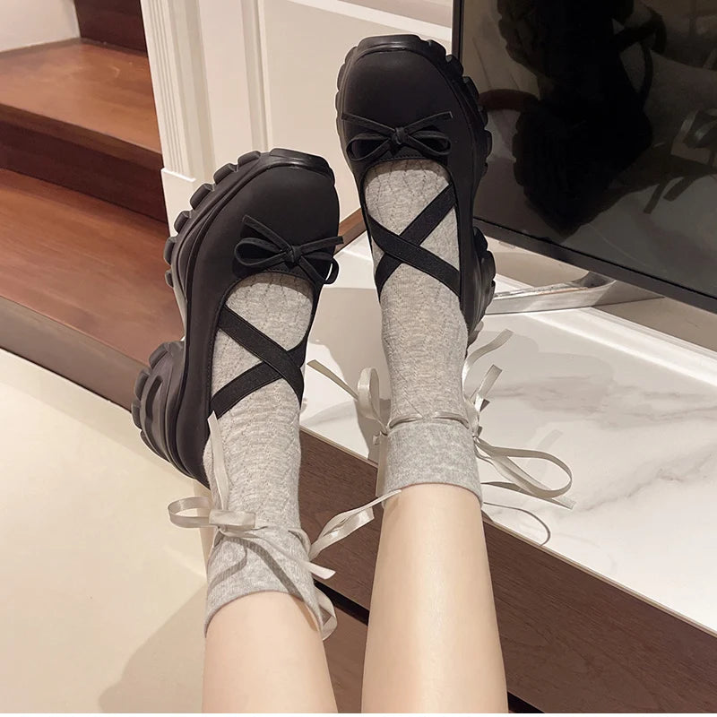 Aiertu Back  to school Designer Thick Heel Women Mary Jane Shoes Fashion Shallow Butterfly-knot Autumn Ladies Dancing Party Prom Pumps Aiertu