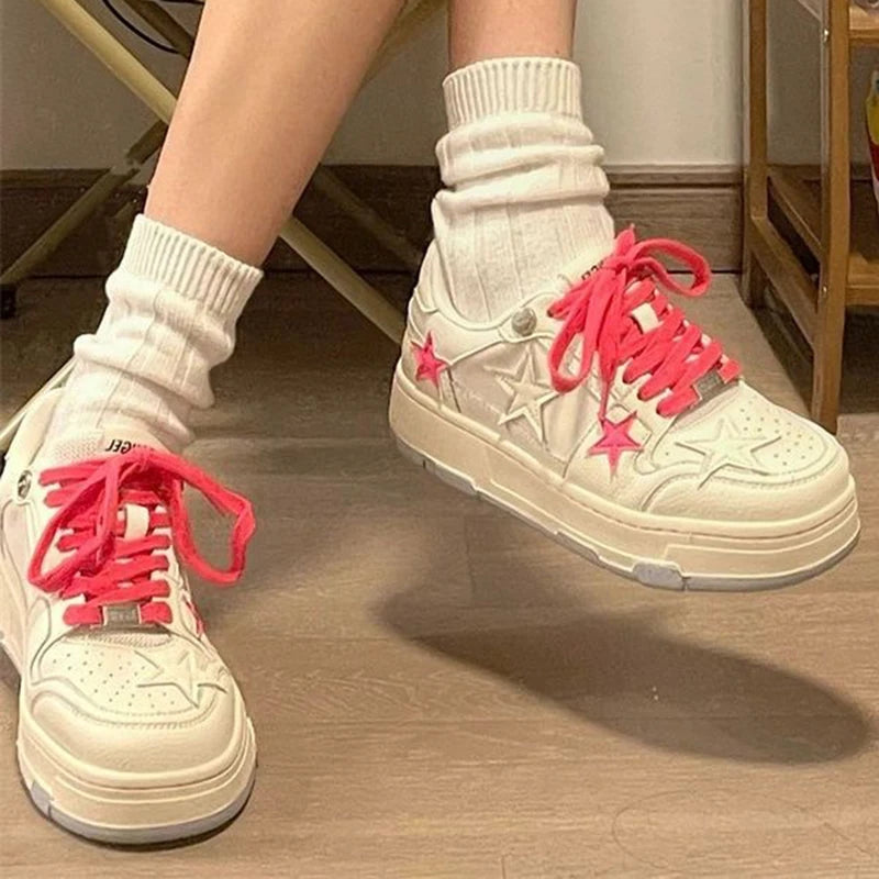 Aiertu Women Casual Sneakers Personalized Stars Skateboard Flat Comfortable Running Sport Shoe Tennis Trainers Walking Sneakers 35-40 Aiertu