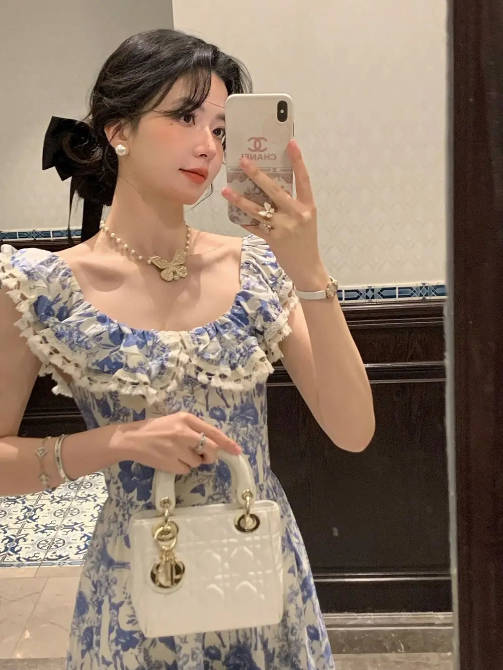 Aiertu Elegant Korean Fairy Long Dress Women Sexy Ruffles Party Slip Floral Dress Korean Style Summer Dress Female 2024 Casual Fashion Aiertu