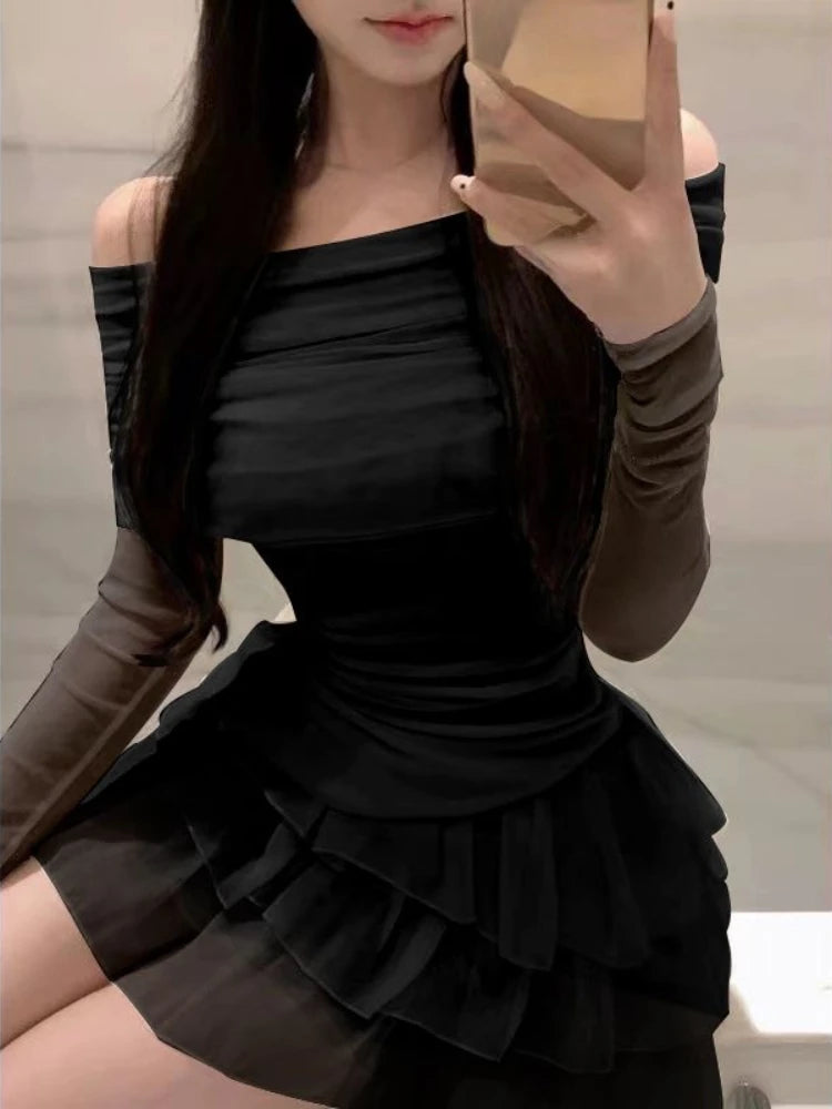 Aiertu 2024 Spring Two Pieces Skirt Set Women Y2k Crop Tops T-shirt + Cake Skirts Japanese Kawaii Fashion Suits Chic Outwear Korean Aiertu