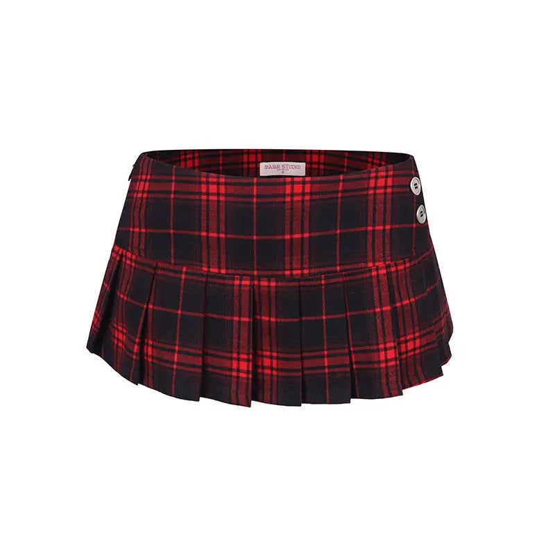 Aiertu Academy style color matching women's set short spicy two piece sets 2024 womens outifits low waisted plaid skirt sets Aiertu