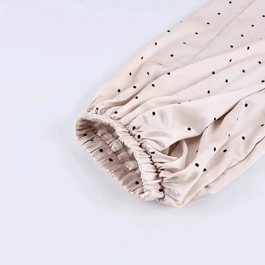 AIERTU  -  White Polka Dot Wide Straight Pants Loose Fit Spring Summer Chic Commuter Office Casual For Women Elegant Day To Night Aiertu