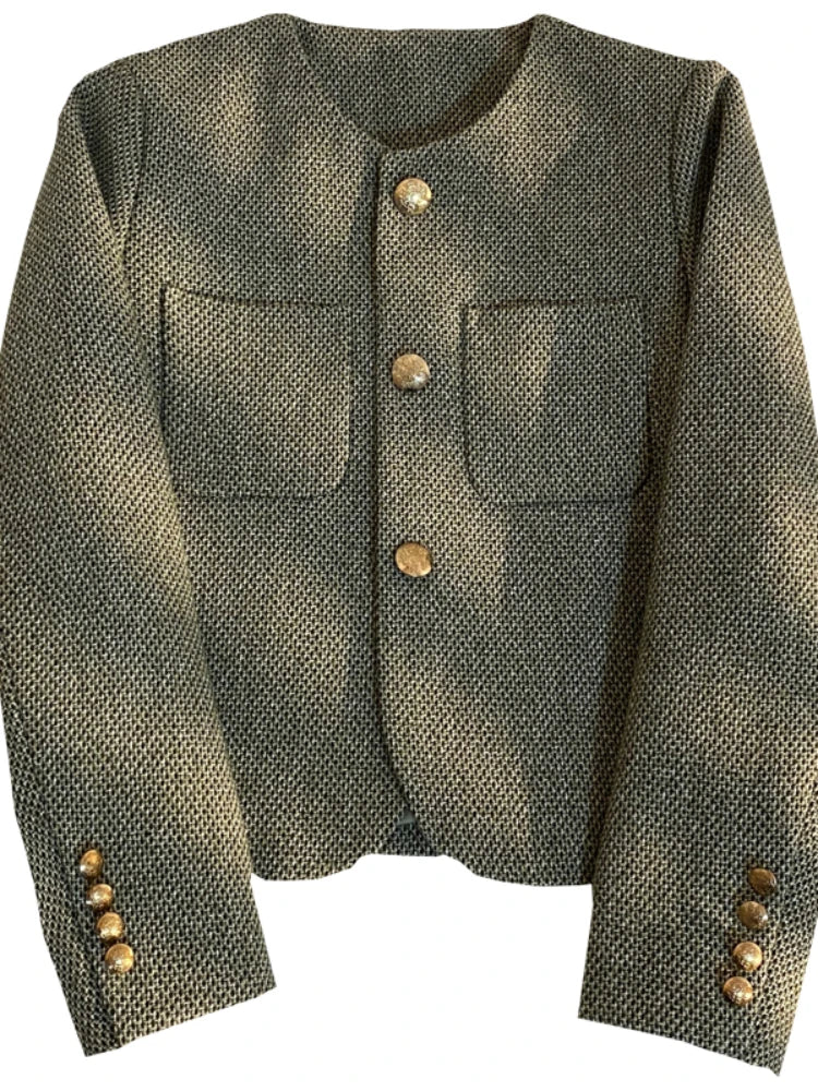 Aiertu  Spring Autumn Women's Suit New Single Breasted Small Fragrance Green Suit Jacket Lady Blazer All-match Casual Coat Tops Aiertu