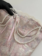 Aiertu French Elegance Lolita Dress Fashion Sweet Luxury Prom Gown Pearl Chain Party Prom Sleeveless Robe 2000s Aesthetic New Design Aiertu