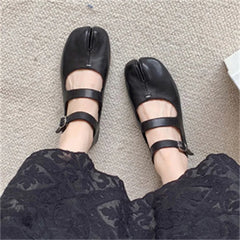 Aiertu Back  to school Designer Split Toe Flats Shoes Buckle Strap Women Comfort Bottom Ballerina Shoes Soft Leather Solid Outdoor Footwear Aiertu