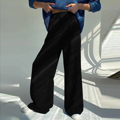 Aiertu Women Wide Leg Pants 2024 Spring Elegant Office Lady Casual Fashion Pantalones High Waist Commuting Solid Color Trousers Aiertu
