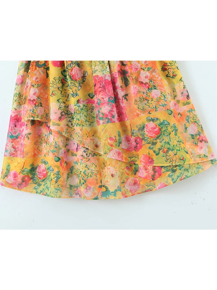 AIERTU  -  Summer Women Multicolor Floral Print Sling Short Dresses  Sexy Sleeveless Female Holiday Boho Beach Robe Aiertu