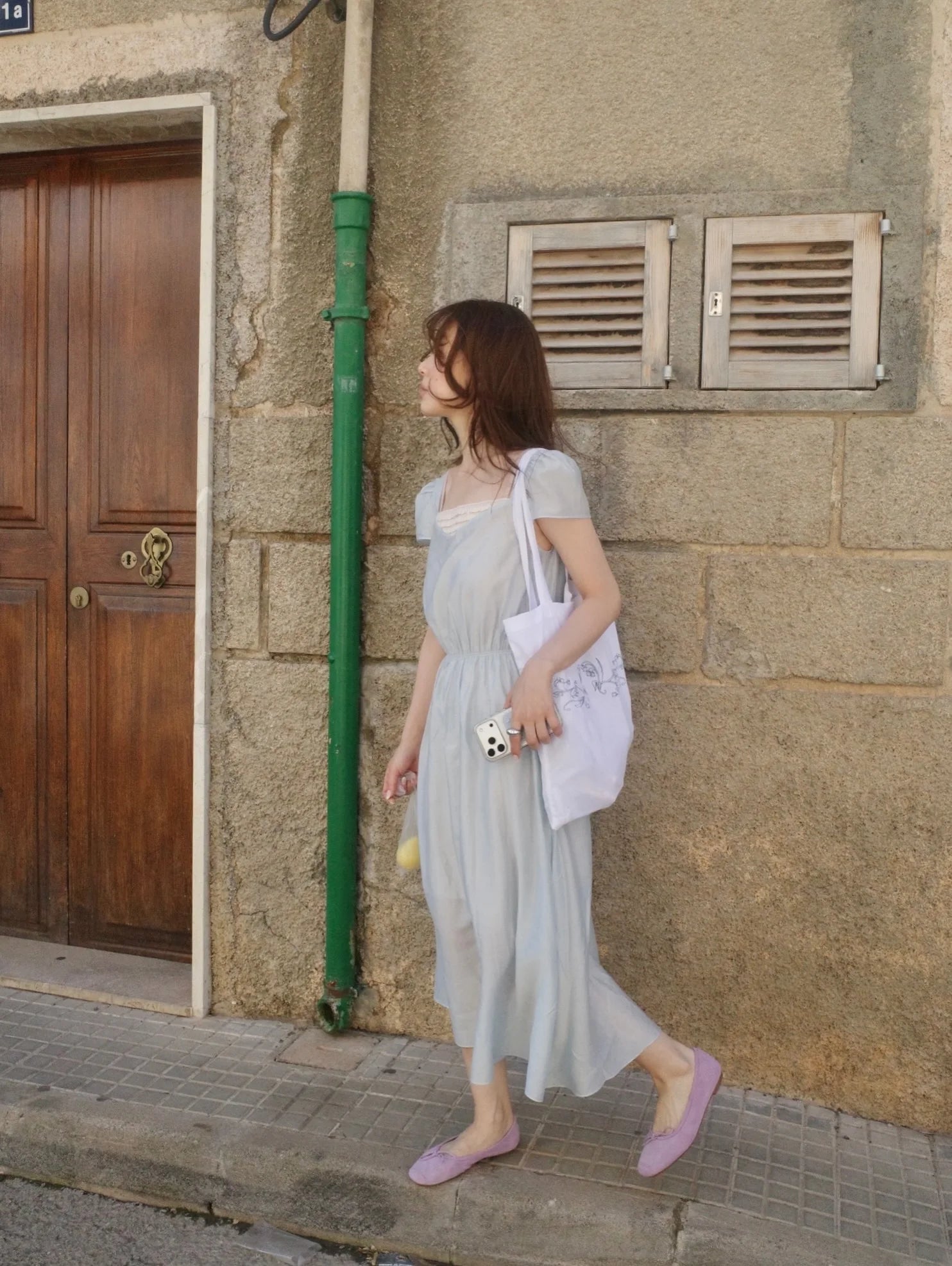 AIERTU  -  Chic V-Neck Lace Dress with Strap And Loose Sleeves Korean Style A-Line Skirt Short Sleeve Casual Wear for Women Aiertu