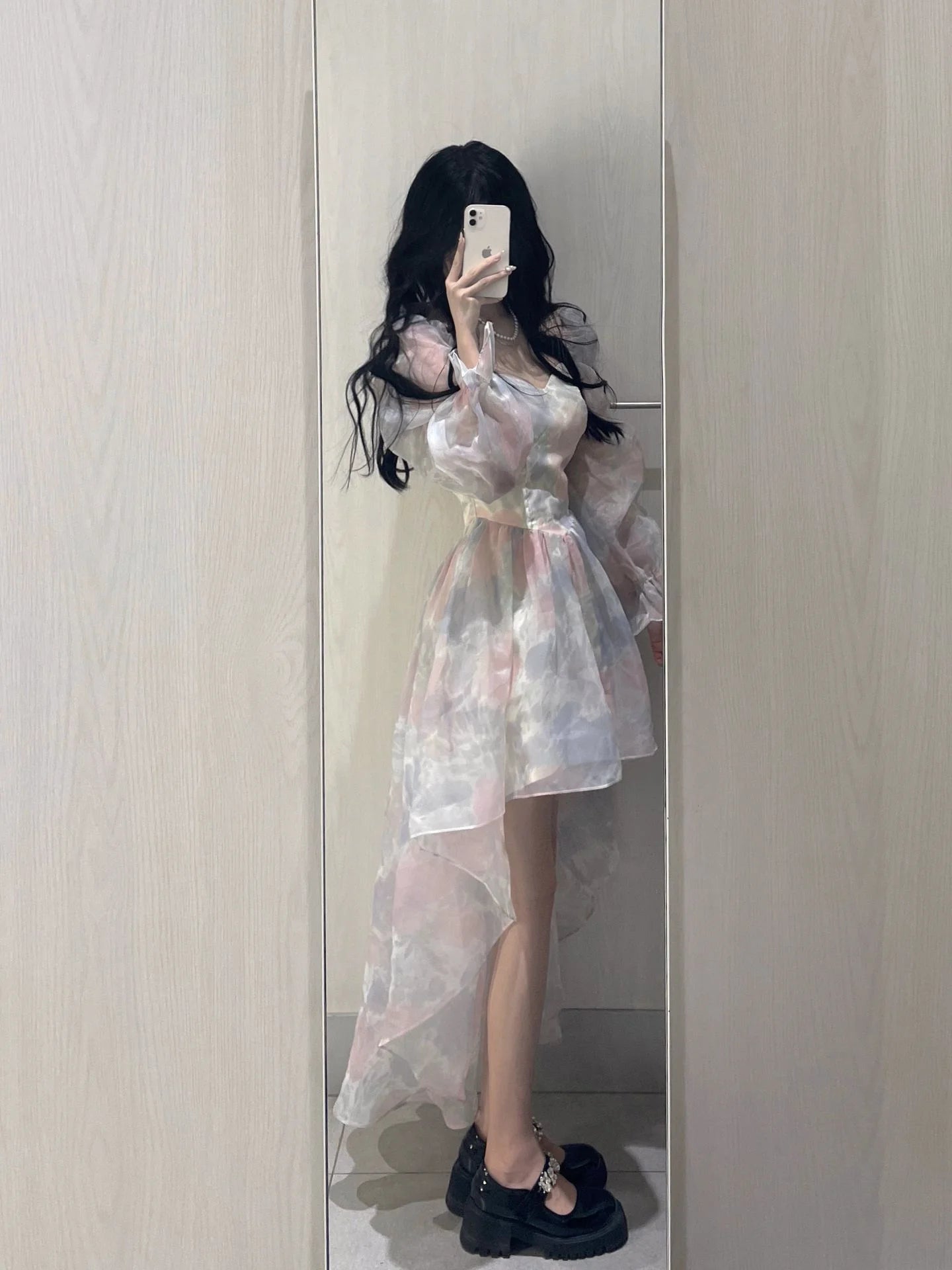 Aiertu Sweet Elegant Floral Midi Dress Women Casual Korean Puff Sleeve Fairy Dress Female Beach Vintage Party Dresses 2024 Summer Chic Aiertu