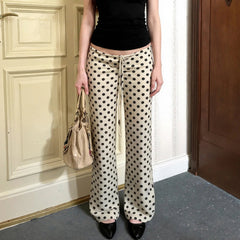 AIERTU  -  Retro Polka Dot Printed Micro-pull Pants Autumn New Loose Casual Low-rise Trousers Aiertu