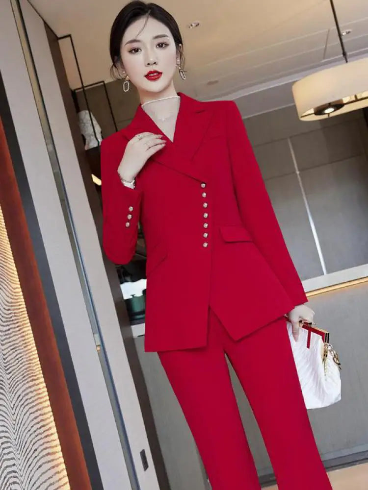 Aiertu Korean Fashion Women's Red Professional Blazer Coat New Black Long Sleeve Single Breasted Suit Jackets Female Autumn Winter Aiertu