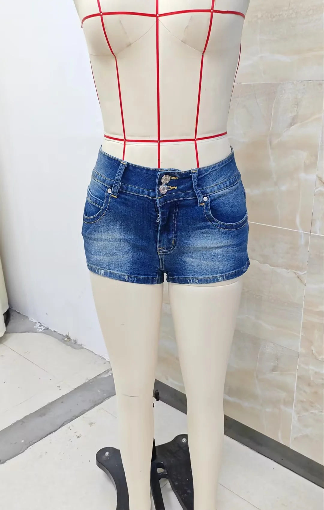 AIERTU  - Women's Low Rise Jean Shorts Y2k Stretchy Mini Denim Shorts Summer Trendy Micro Jorts Sexy Ripped Short  ﻿ Aiertu