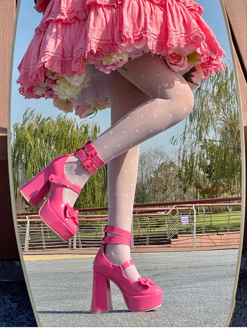 Aiertu Platform Mary Janes Shoes Women Fashion Shallow Japanese Style Women's Girls High Heel Lolita Shoes for Woman Aiertu
