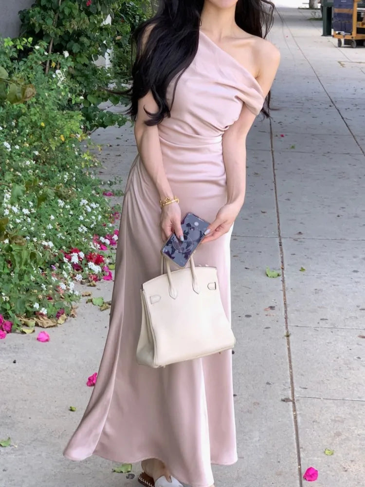 Aiertu Summer Elegant and Chic Women Bodycon Satin Party Dress Vintage Slim Casual Solid Birthday Prom Vestidos Female Clothes Mujers Aiertu