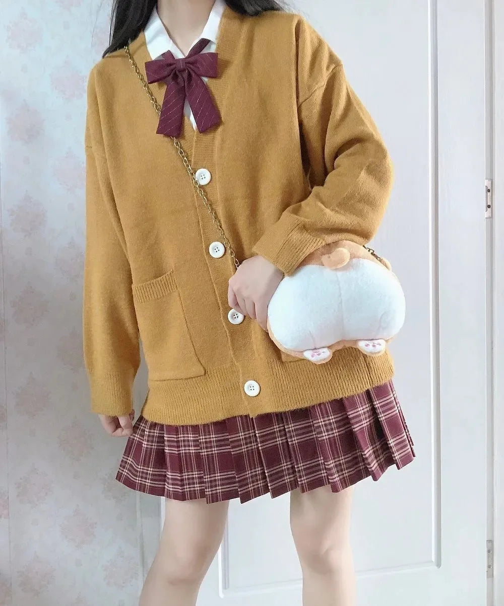 AIERTU  -  Girly Knitted Sweater Cardigan Long-sleeved Jacket College Style Autumn and Winter Sweater Women Aiertu