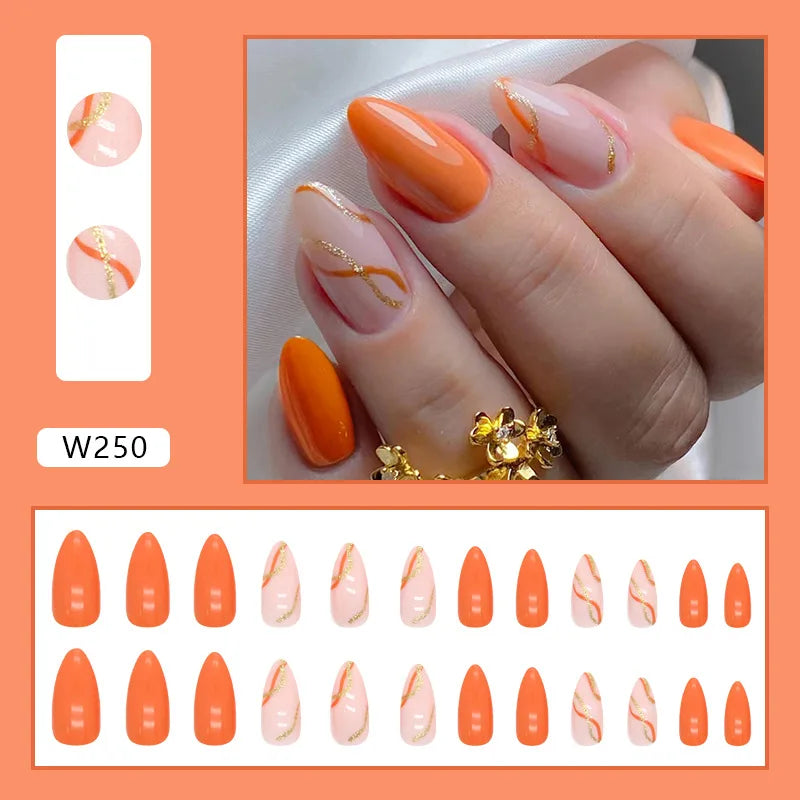 Aiertu 24pcs/Box Ballerina Nail Tip Purple with Design Manicure Patches Fresh Floral Almond False Nails Press on Med Nails Detachable Aiertu
