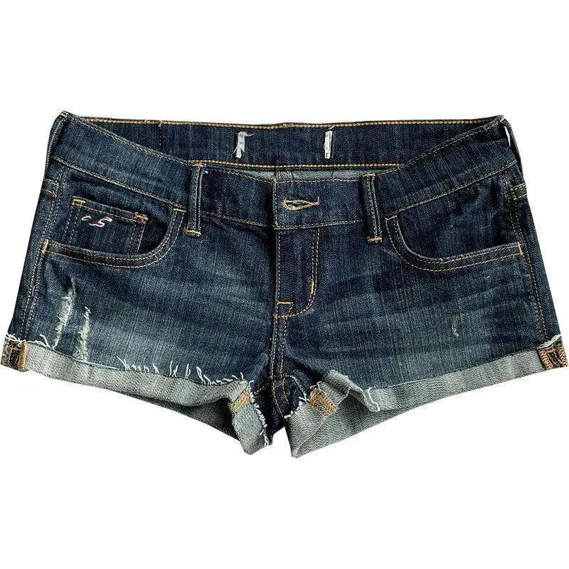 Aiertu Women's Low Rise Elastic Tight Curled Denim Shorts Summer New Hot Girl Street Casual Hip Wrap Sexy Mini Shorts Female Aiertu