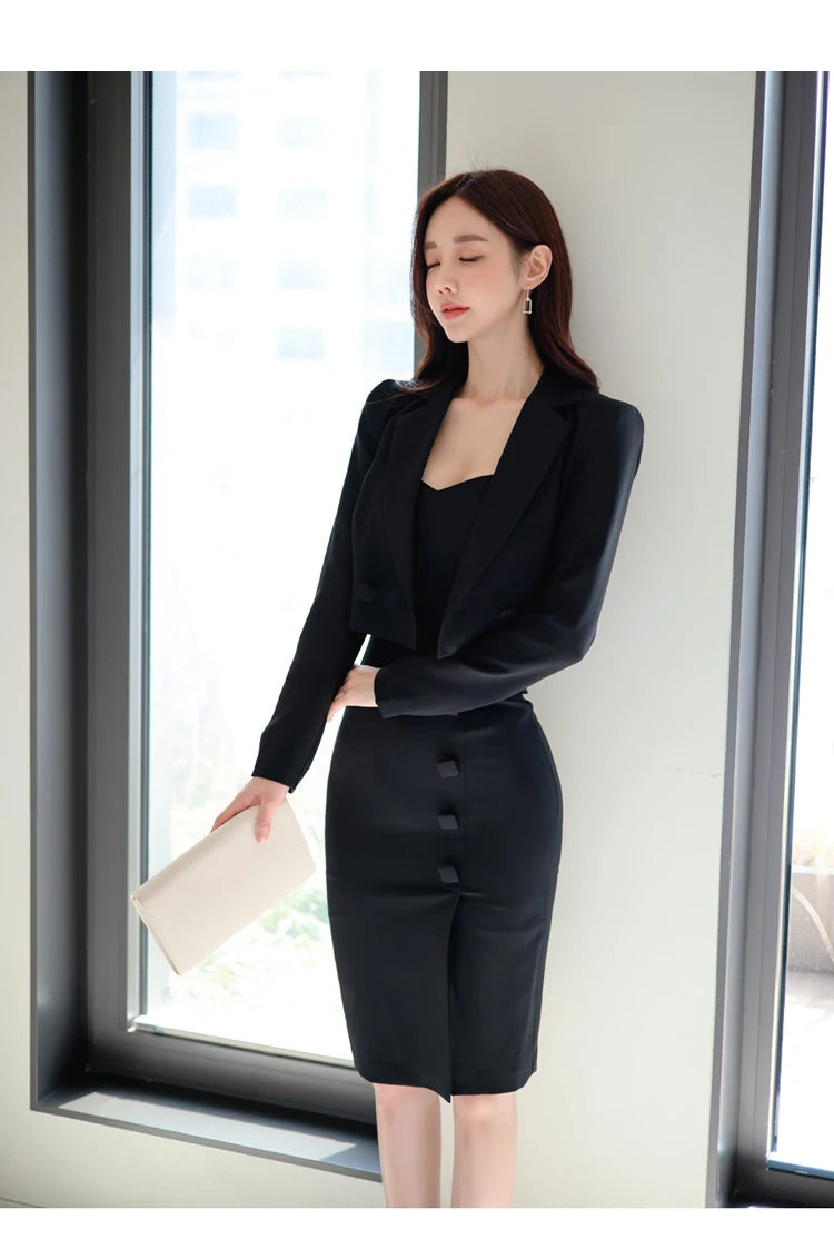 Aiertu Summer Vestidos Korean 2 Pieces Suit Coat And Suspenders Fashion Professional Dress Women Sheath Pencil Dresses Aiertu