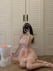 Aiertu Pink Sweet Y2k Mini Dress women SummerCasual Elegant Sleeveless Short Party Dress Slim One Piece Dress Korean Fashion Chic Aiertu
